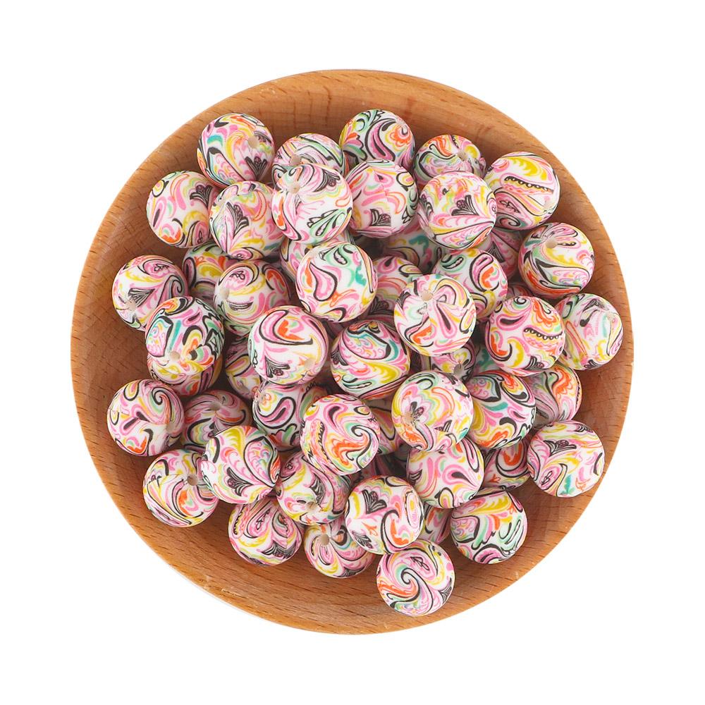 5Pcs 15mm Round Leopard Silicone Printed Beads For Jewelry Making DIY Keychain Necklace Bracelet Jewelry Accessories