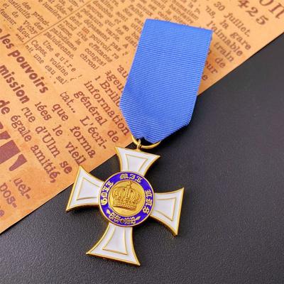 Emperor's Medal, Prussian Cross Crown, Medal, Metal Badge, Painted Coat of Arms, Brooch and Ribbon, Christmas Gift, Stocking Stuffers