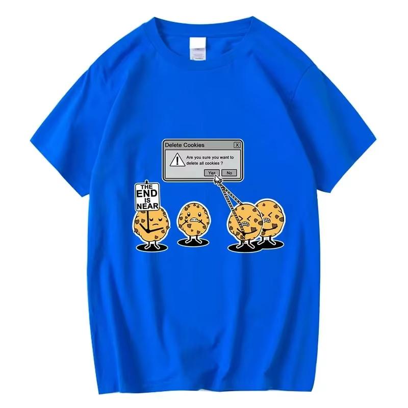 Funny Delete Cookies Graphic Tshirt Unisex Unisex Humor Internet Geek Print Casual Short Sleeve Crew Neck Novelty Streetwear Tee