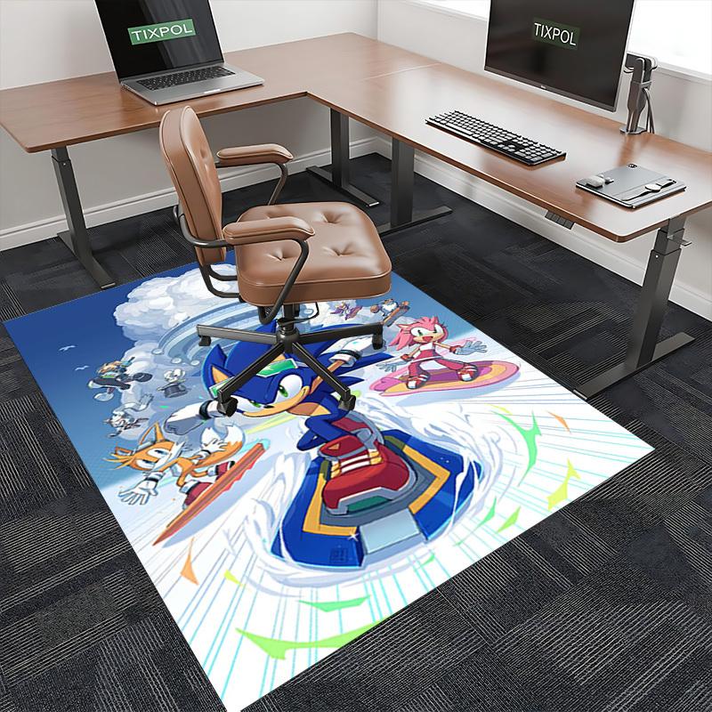1pc Sonic the Hedgehog Chair Mat - Anime Cartoon Design, Non-Slip Carpet for Office and Home Decor, Suitable for All Seasons.O081