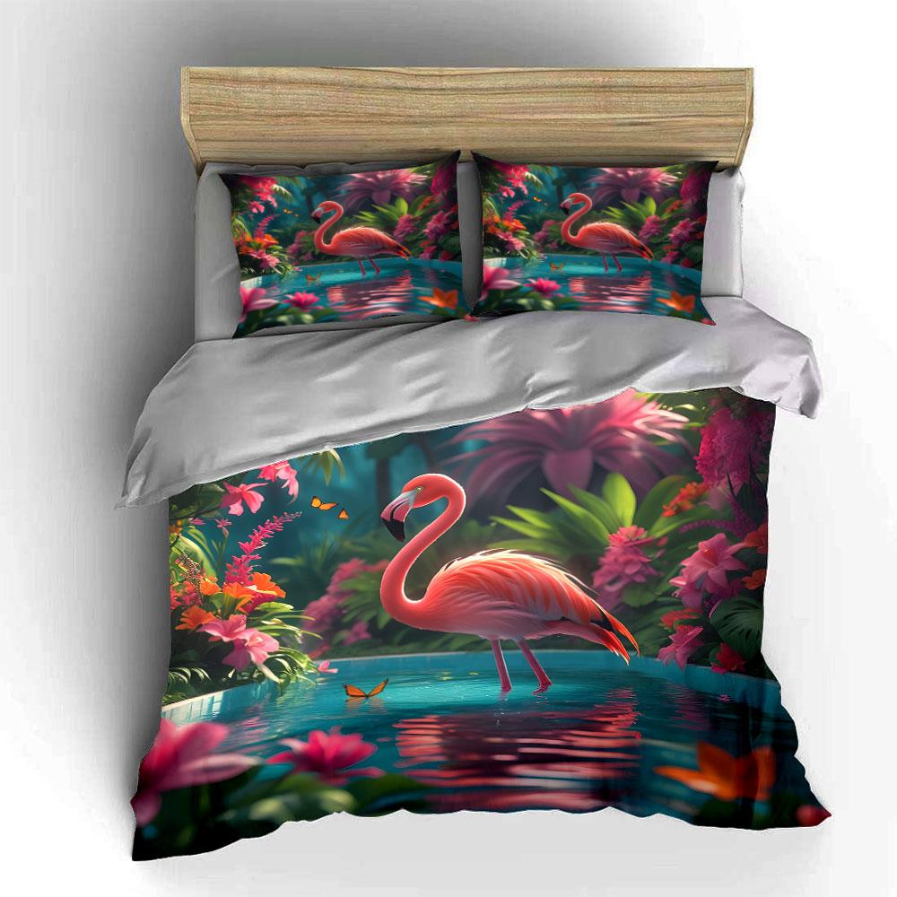 "Elegant Flamingo Paradise Dreamland" Bedding Sets Duvet Covers Pillowcases(1* Duvet Cover 2* Pillowcases Without Duvet Insert)