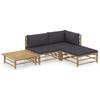 Day and Night - Day and Night 4-piece Bamboo Garden Furniture Set with Dark Gray Cushions