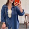 2024 Plus Size Women's Casual Crepe Loose Lapel Long Sleeve Shirt Set - European & American Style