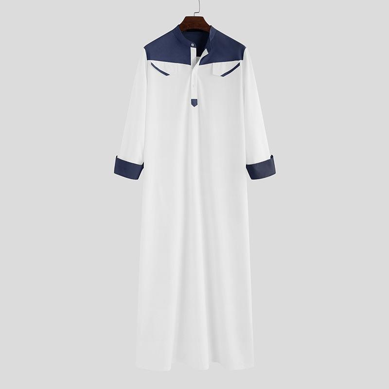 Dubai Islamic Men's Color Block Long Robe