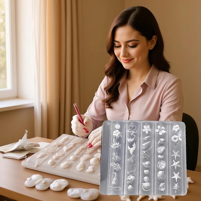 3D Form Silikon Nail Art Dekorasjoner DIY Blomsterdesign Maler Form For Negler Smykkekunst Gjennomsiktig Negleform Verktøy