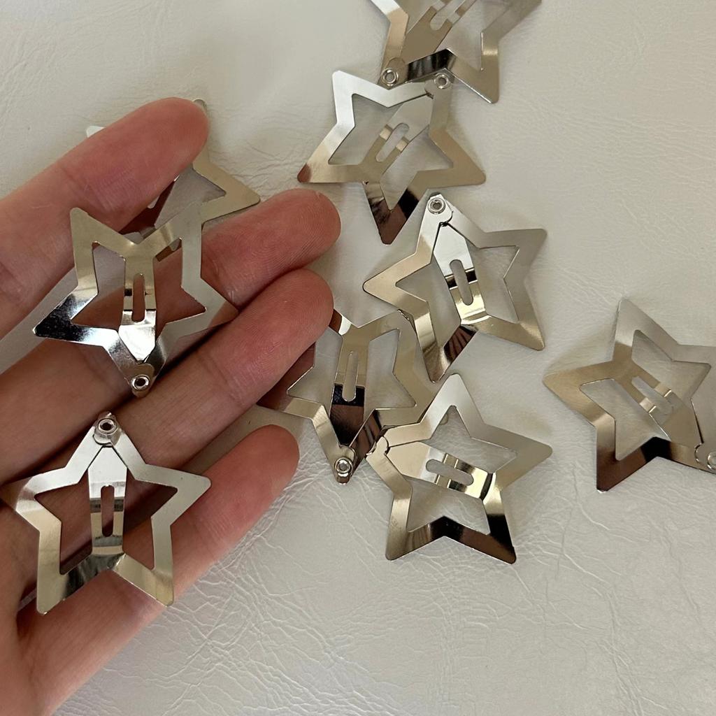 2/4/10/20/40/50/100pcs Silver Color Star Hair Clips for Girls Filigree Star Metal Snap Clip Hairpins Barrettes