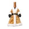 Santa Coat Wine Bottle Cover Set- Sequin Christmas Decor, Sparkling Wine Bottle Dress Decorations, Holiday Table Decor, Present Bag Party Decor For