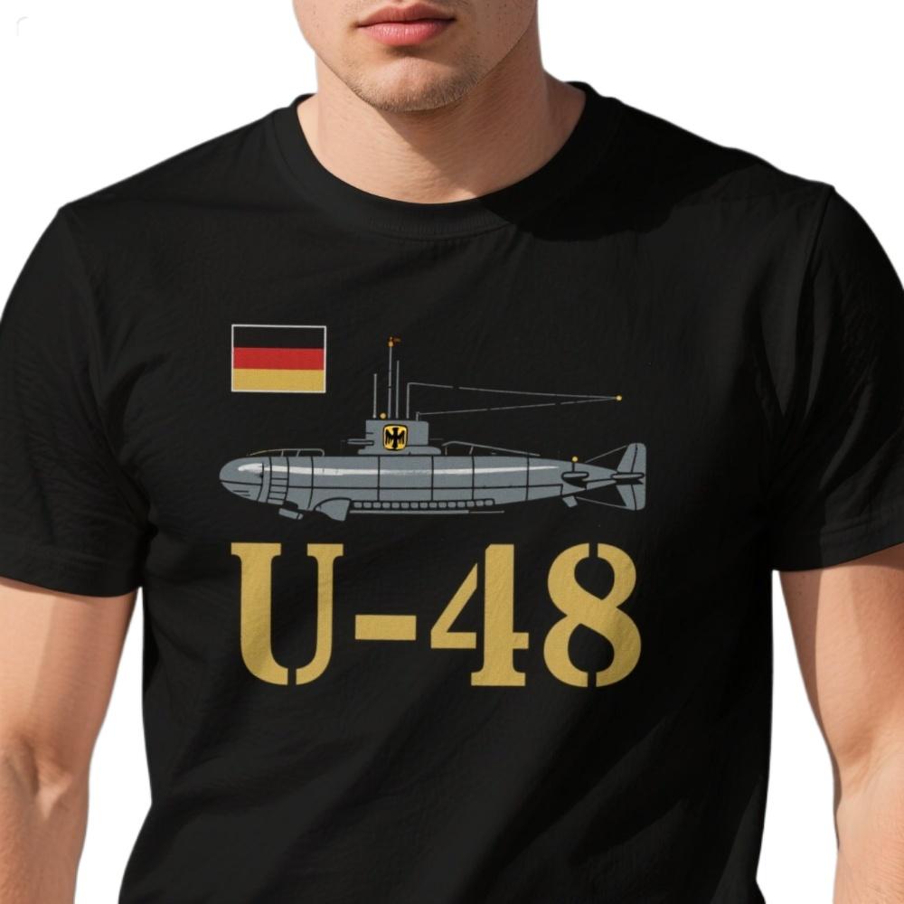 WW2 German Naval Uboat U48 Submarine TShirt 100 Cotton ONeck Summer Short Sleeve Casual Mens Tshirt Size S3XL