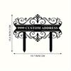 Custom Metal Address Sign Black Street Number Plate Ornate Scroll Yard Decoration