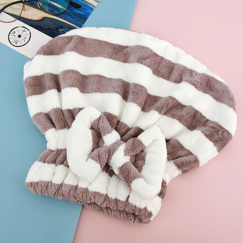 Bow Tie Dry Hair Cap Super Absorbent Quick Dry Coral Velvet Princess Shower Cap Female Thickened Dry Hair Towel Free Blow Wrapped Head Towel