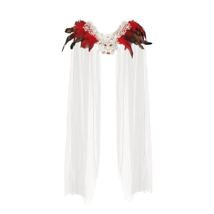 

Feather Shrug Shawl Lace Collar for Adult Women Halloween Cosplay Costumes Punk Gothic Feather Shrug Cape Shoulder Wrap білий
