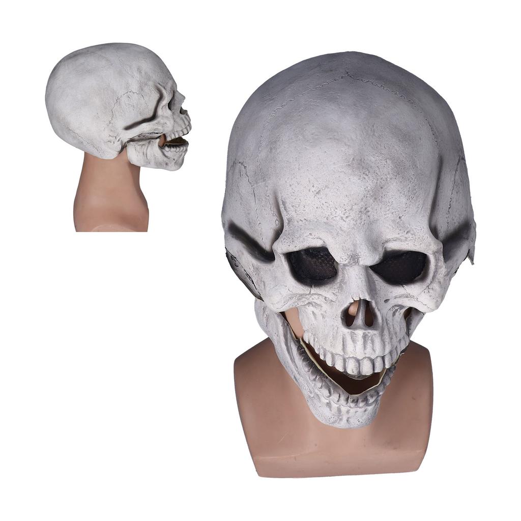 Masque Crâne Effrayant avec Mâchoire Mobile Latex Flexible Accessoire de Fête d'Halloween Accessoire Cosplay