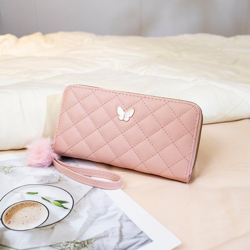 Carteira de Pulso Feminina Doce Europeia e Americana de Luxo Leve Estilo Fresco e Delicado Porta-Cartões Múltiplos e Bolsa Simples para Celular Feminina