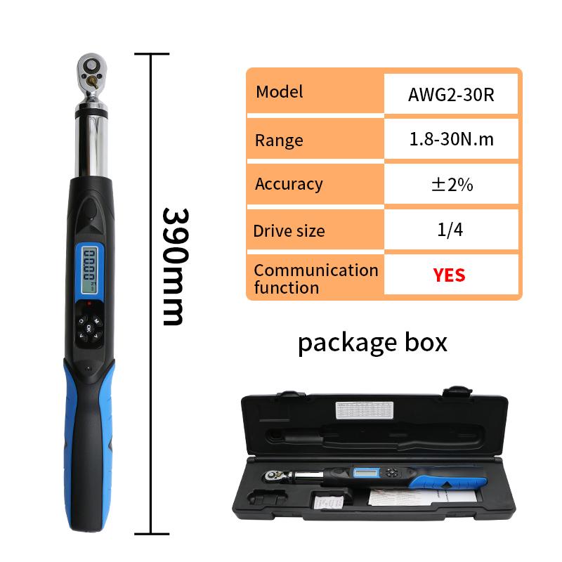 AWG Digital Torque Wrench 1/4‘’ 3/8'' with LCD Display, 4 Units Adjustable Torque Tool with Buzzer & LED Alarm