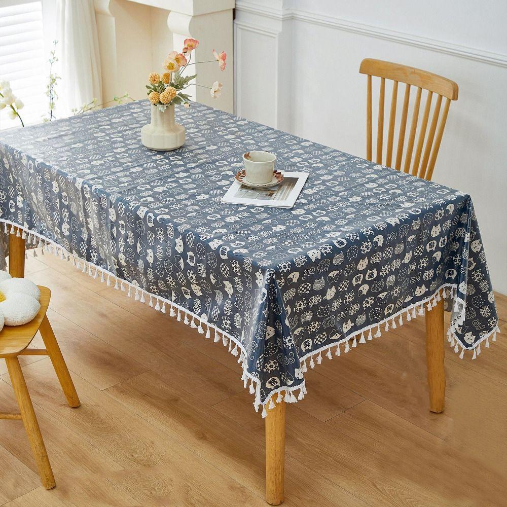 Reusable Waterproof Coated Tablecloth Rectangular Table Protection Coat  Tea Table