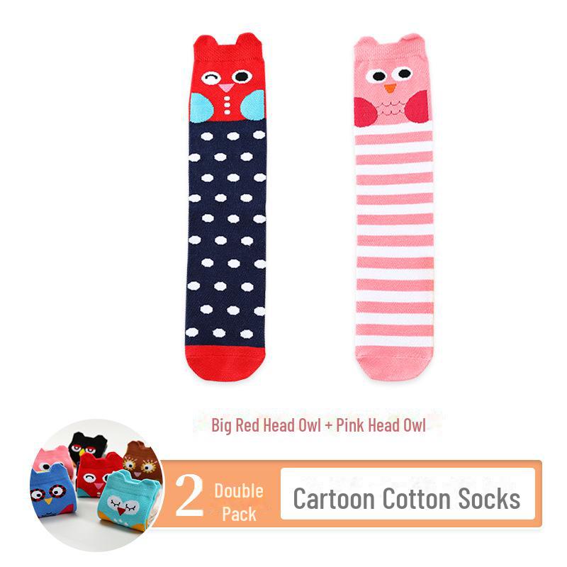 Kids' Cute Cartoon Knee-High Socks for Spring & Autumn - Mid-Tube, Long Pile Socks for Girls & Babies
