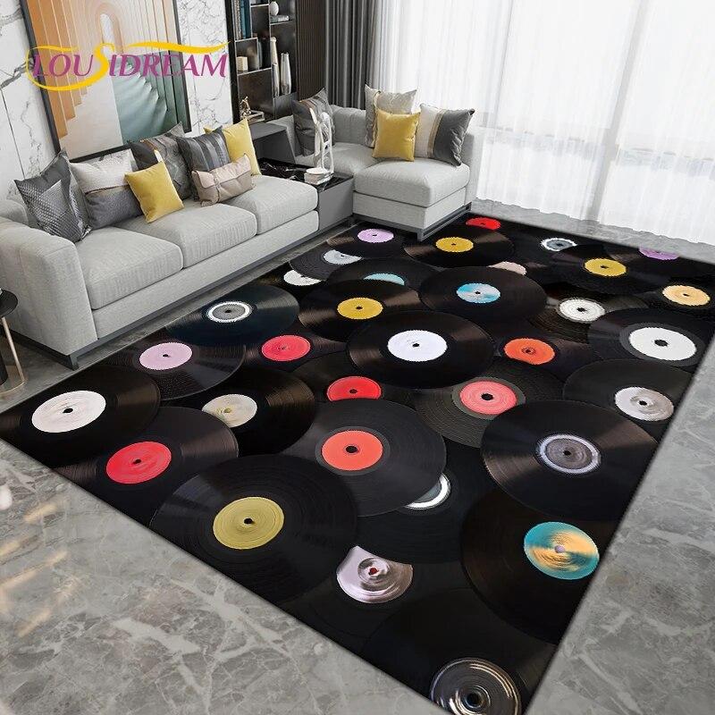 Classical Music Vintage Vinyl Record Area Rug Large,Carpet Rug for Living Room Bedroom Sofa,Kitchen Bathroom Non-slip Floor Mats