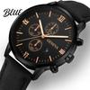 Men Wrist Watch Calendar Faux Pointer Display Dial Precise Quartz Round Shockproof Scratch-resistant Leather Strap