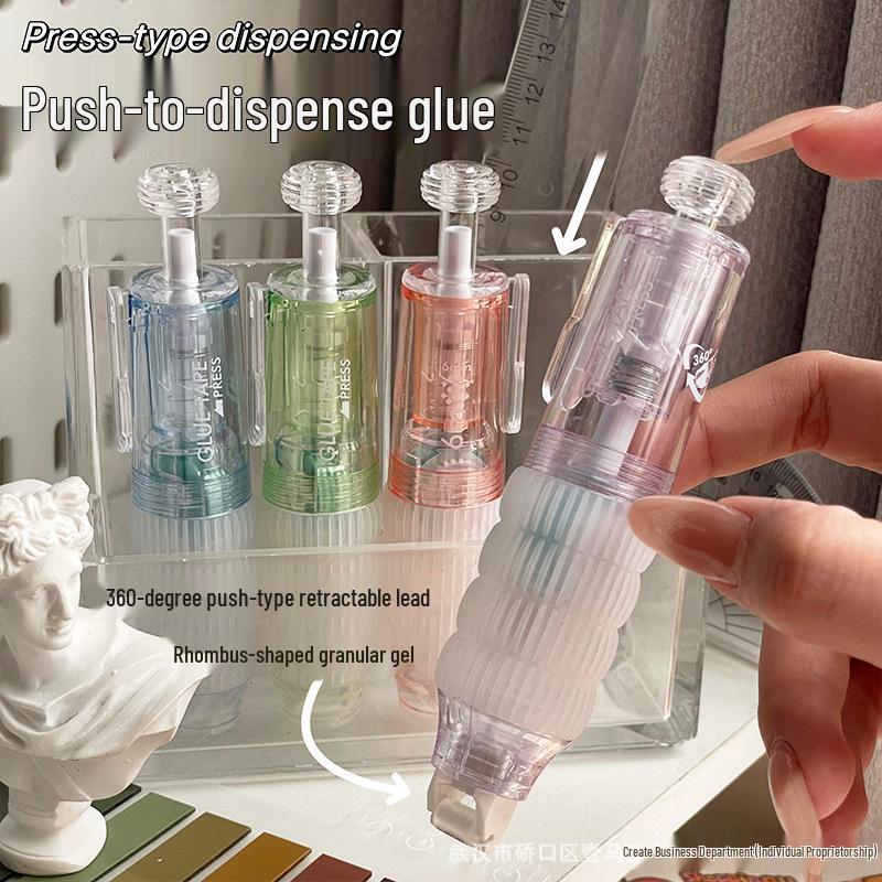 Diamond Dot Pen-Style Glue with Replaceable Core and Double-Sided Tape for Students