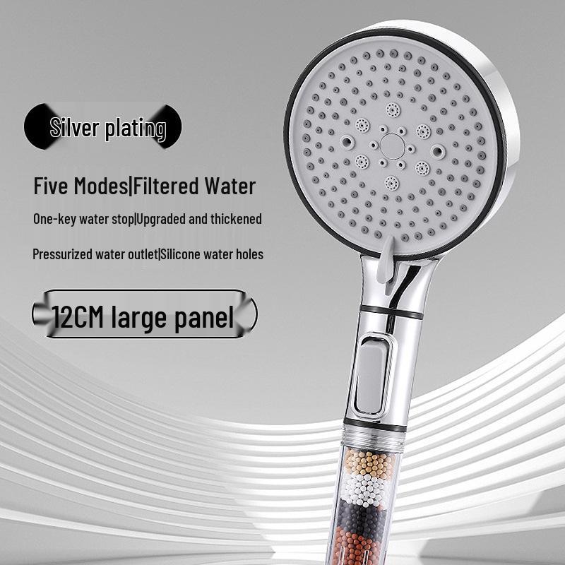 5-Speed Handheld Shower Head with Large Panel & Water Filter for Enhanced Bathing Experience