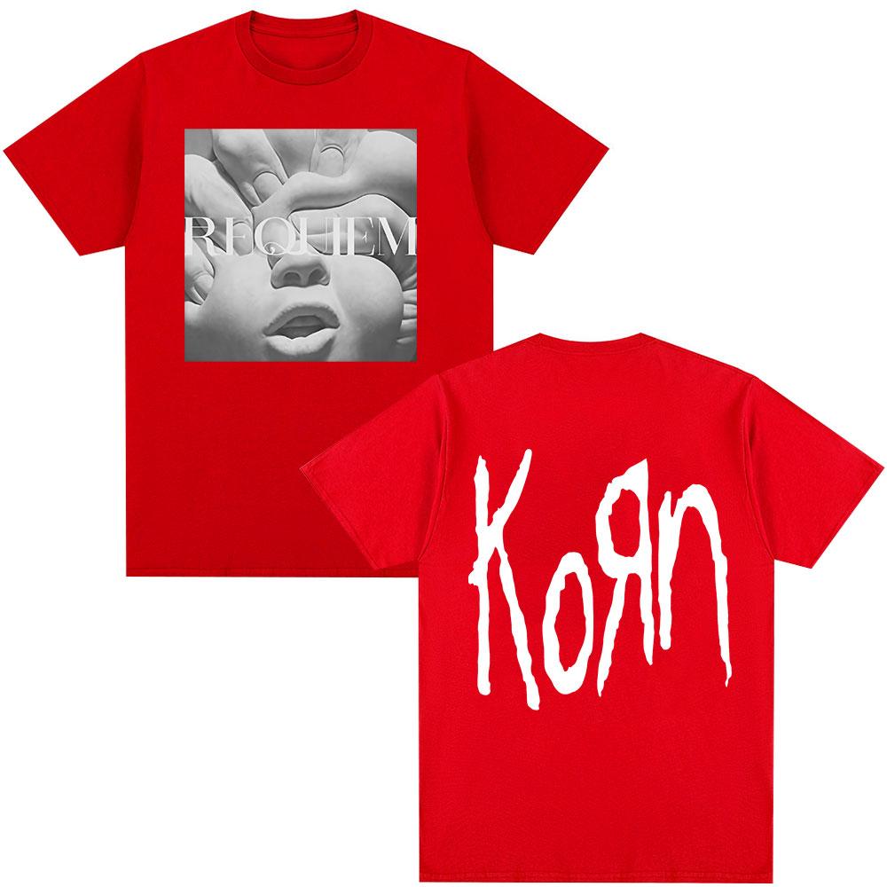 

ZX Korn Requiem Album Graphic T Shirt Metal Gothic Rock Band T Shirts Mens Clothing Oversized Short Sleeve Tshirt Tops Streetwear S