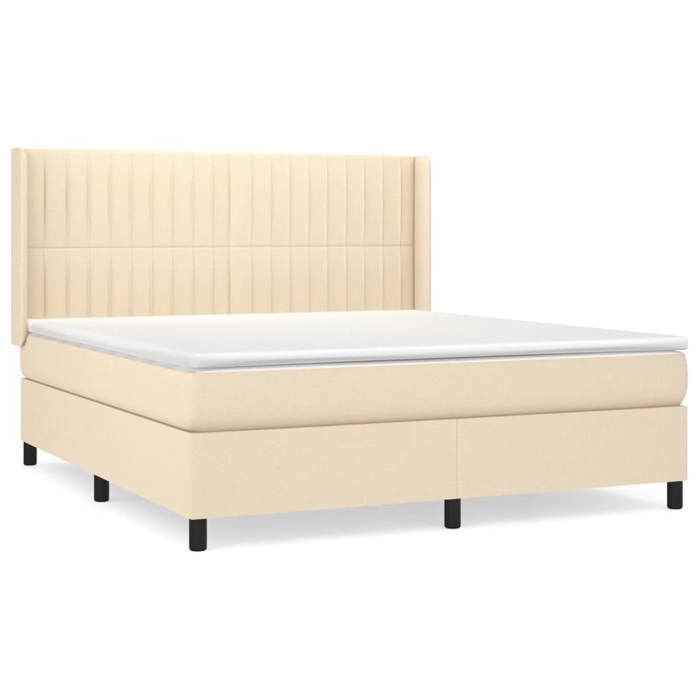 3131614 vidaXL Lit à sommier tapissier avec matelas Crème 180x200 cm Tissu