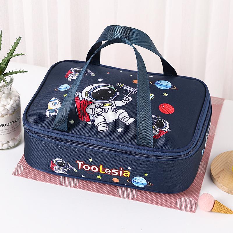 Insulated Cartoon Bento Lunch Bag for Kids - Waterproof, Large, and Portable