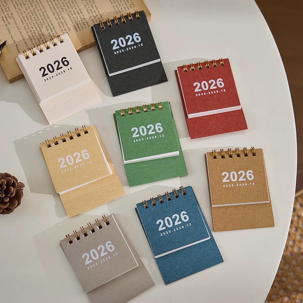 3pcs English 2026 Mini Simple Small Desk Calendar Pocket Portable Daily Memo Calendar Planner Desktop Decor Office Stationery