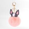 Bulldog Pom Pom Keyring (Pink) Bag Decoration Perky Ring