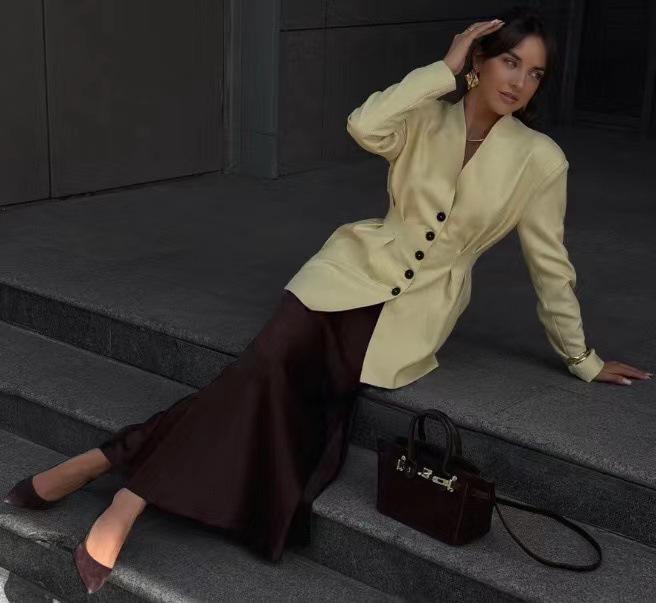 2025 High-End Retro V-Ausschnitt Einreiher Herbst/Winter Anzug