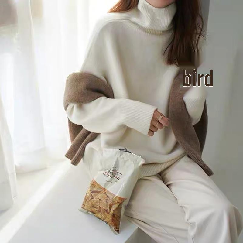 High-End Women's Minimalist Knit Pullover: Solid Color, High Neck Sweater for Early Autumn 2023