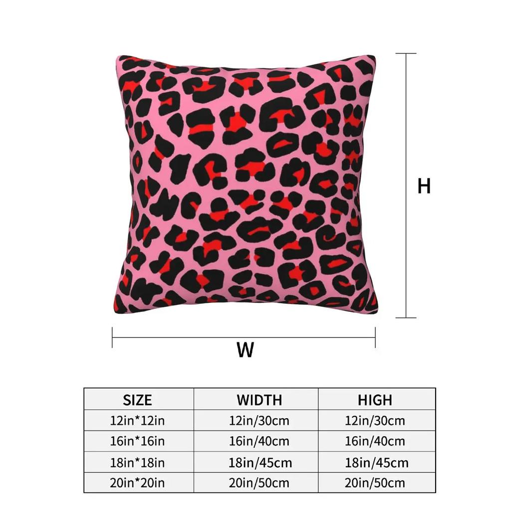 Red Leopard Print Spots On Pink 2 Pcs Square Pillowcase Pillow Cover Cushion Decor Comfort Throw Pillow For Home Bedroom