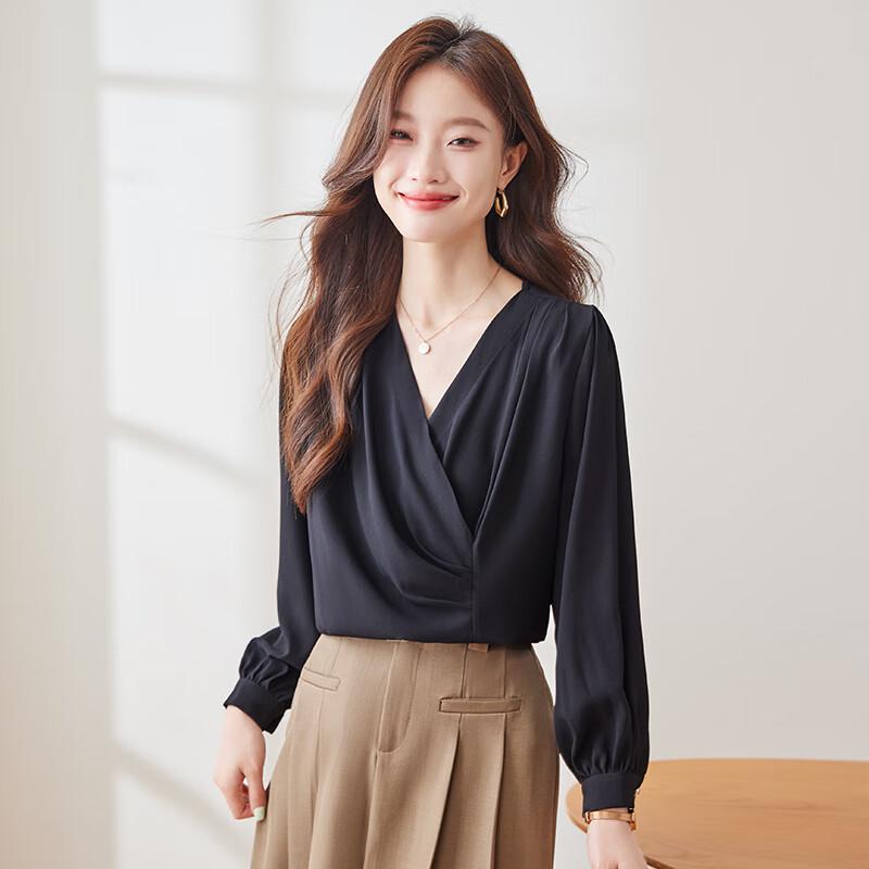 Elegant Women's Long Sleeve V-Neck Blouse