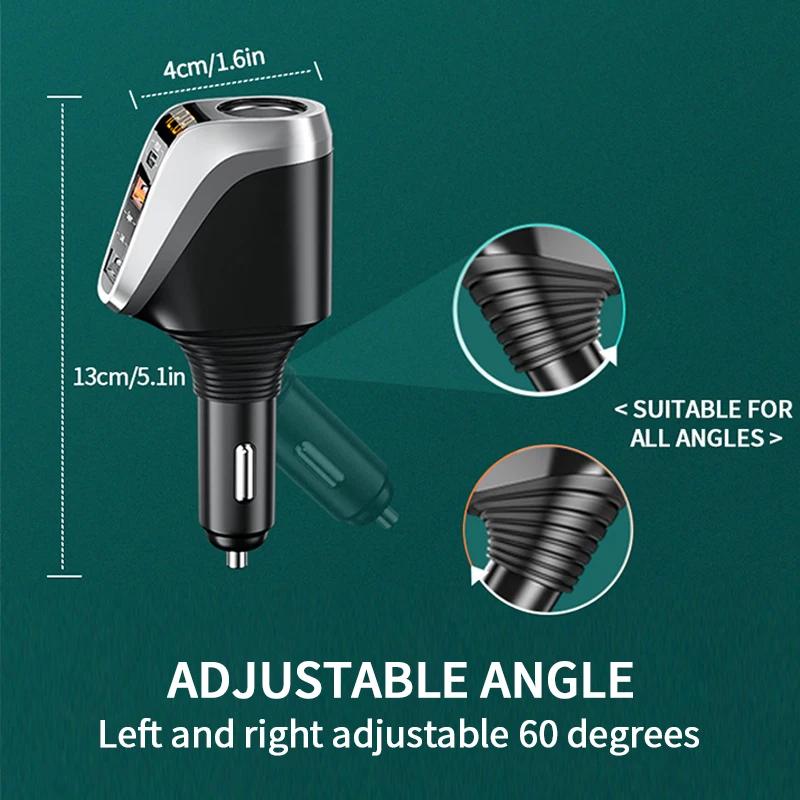 188W Car Charger QC3.0 PD20W Fast Charging 3-Port USB Adapter for iPhone/Samsung 12V/24V Cigarette Lighter Socket Quick Charge