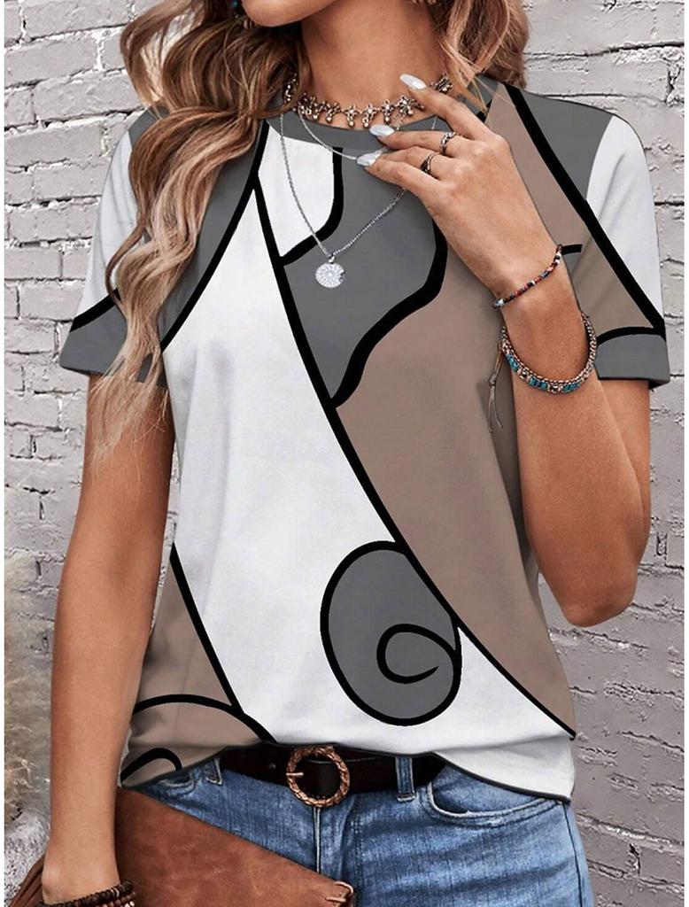 Summer 3d Printing Women's Irregular T-shirts, Casual T-shirts, Women's Round Neck T-shirts, Clothing