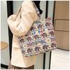 2025 Neue Mode Chinesischer Ethno-Stil Damen Schultertasche Hochwertige Canvas Tragetasche Damen Große Kapazität Einfach Bedruckt Vielseitige Clutch Handtaschen