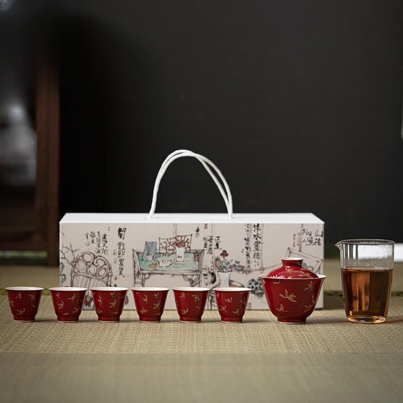 Chaxun Hand-Painted Ceramic Travel Tea Set