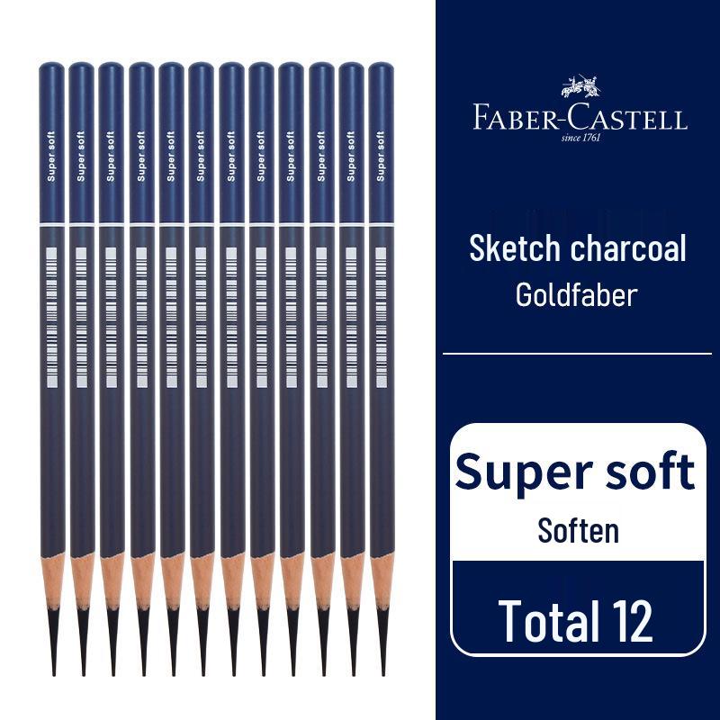 Faber-Castell Extra Soft, Medium, and Hard Charcoal Sketching Pencils for Art Students