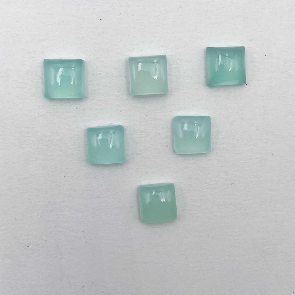 Natural Aqua Chalcedony Square Cabochon Loose Gemstone Lot 7 Pcs 10 MM 33 CT For Jewelry Making