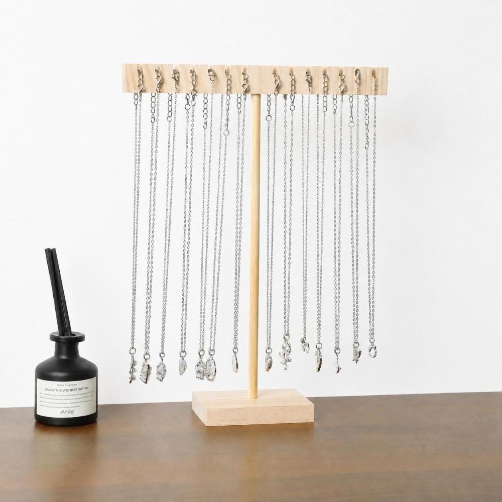 Wooden Wooden Necklace Stand T-Shape Countertop Necklace Organizer  Retail Shop