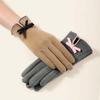 Bowknot Five Fingers Plus Thick Women Finger Gloves Non-slip Gloves Women Winter Gloves Windproof
