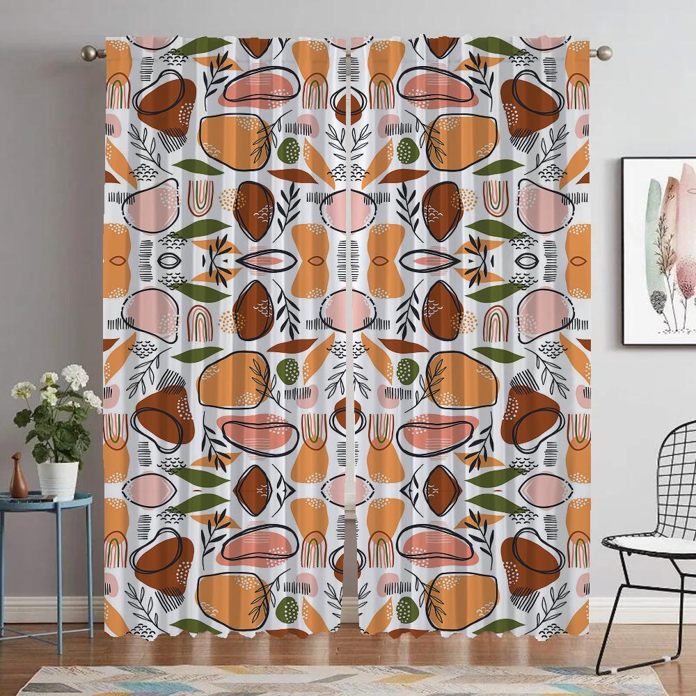 Art Pattern Partition Blackout Curtains for Living Room Curtain Halloween Decoration Home Interior Curtains 2 Pieces Shades