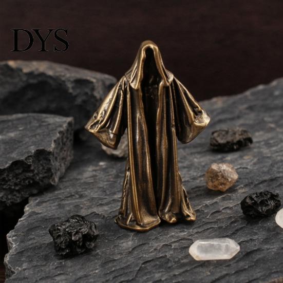 Unique Home Accents Vintage Faceless Ghost Brass Figurine, Retro Metal Mysterious Statue, Creative Miniature Dark Style Ornament Small for Gothic