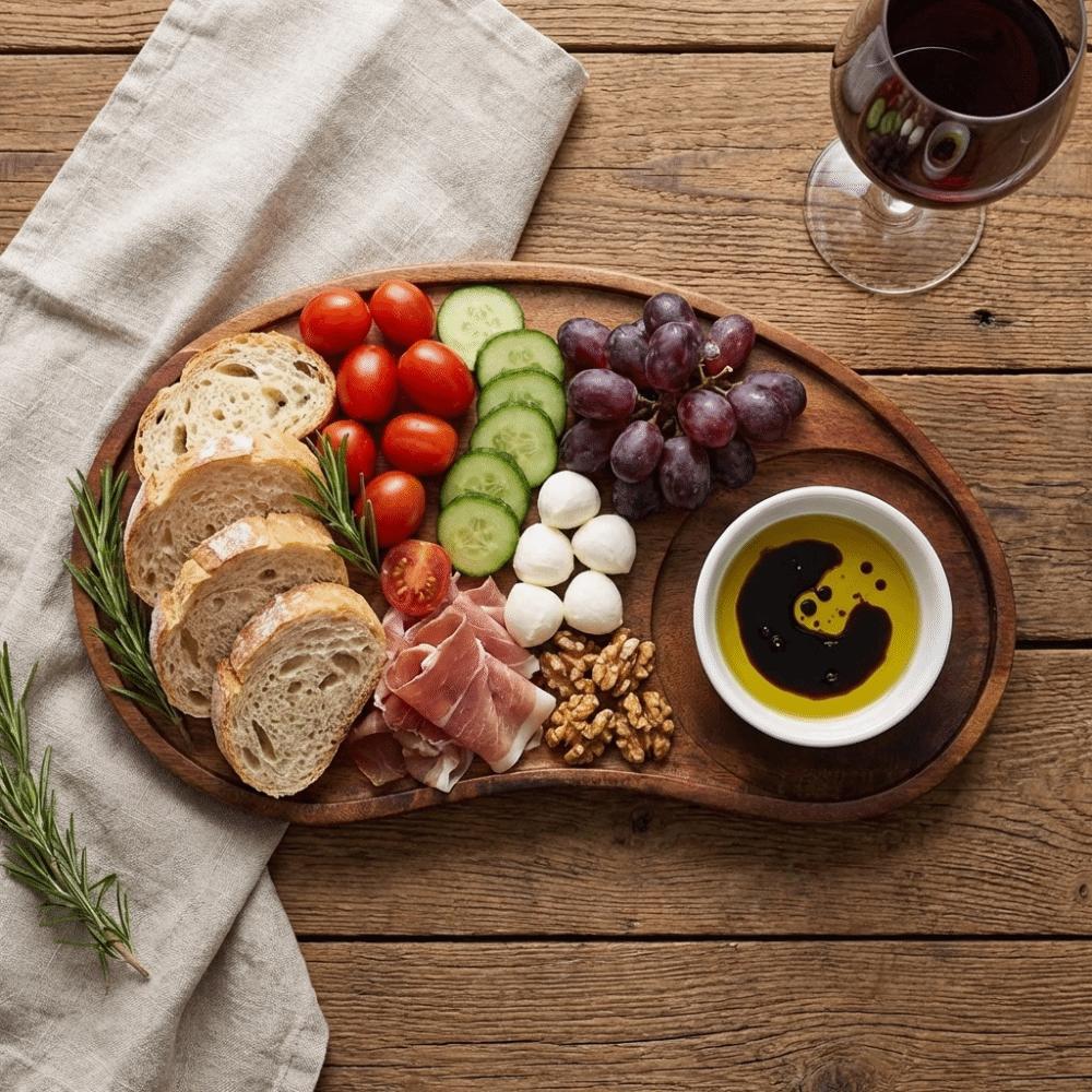 Wooden Fruit Platter with Coaster Food Dish Serving Ware Solid Wood Plate  Hotel
