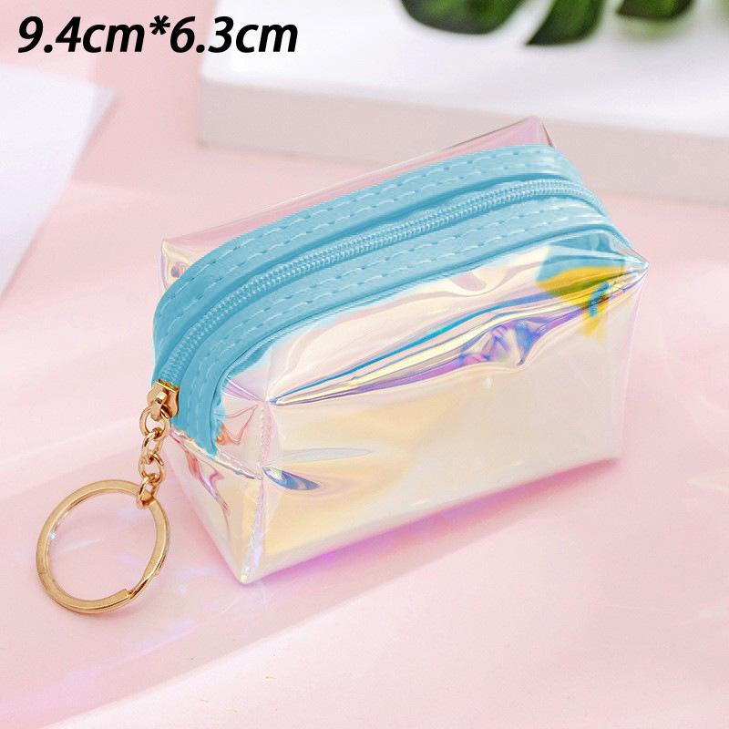 

Pvc Transparent Laser Coin Purse Student Can Be Stored Waterproof Mini Coin Keychain Bag синій
