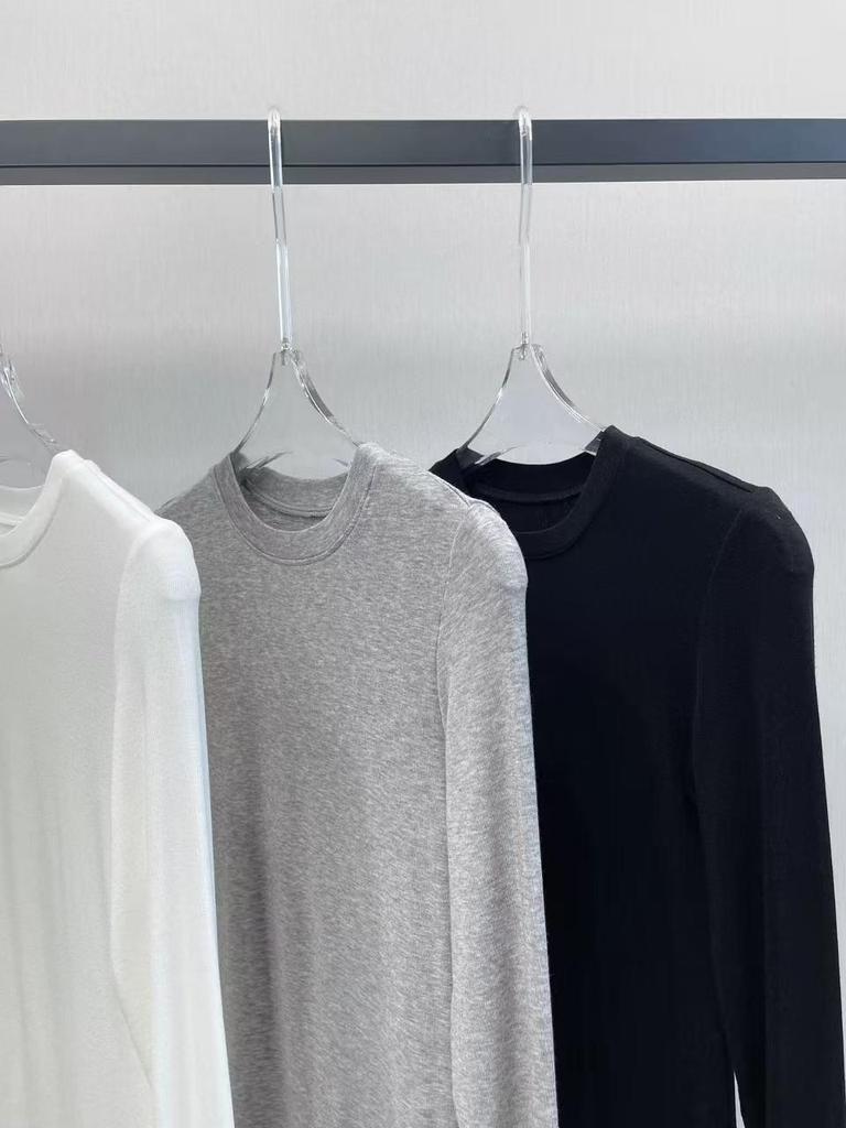 Women's Round Neck High Elastic Wool Tencel Long Sleeve Base Layer Shirt