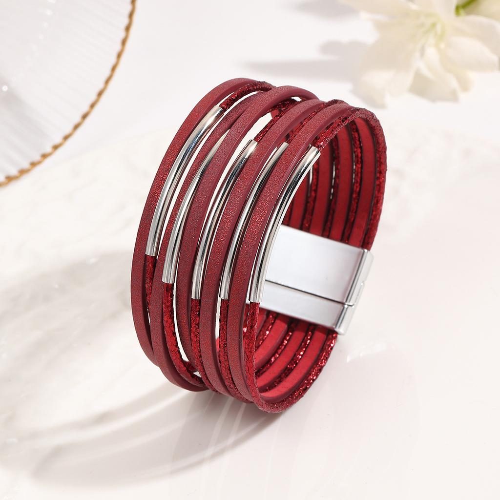 Bohemian Multilayer Leather Bracelet for Women Simple Wrap Bangles Party Jewelry Gifts