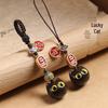 Ebony Wood Cat Keychain Pendant: Cute, Lucky Bead Charm for Women & Couples - Creative Small Gift.