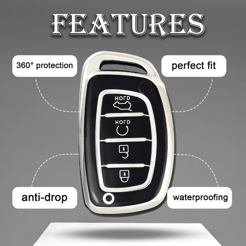 4 Bottons Smart Key Fob Case Cover for Hyundai Tucson Santa Fe Rena Sonata Elantra Creta Ix35 Ix45 I10 I30 I40 Solaris Accent