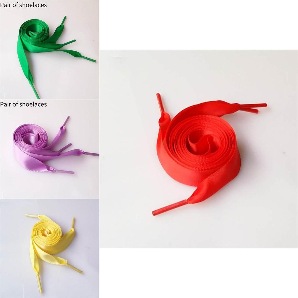 Colorful Polyester Ribbon Shoe Lace For Sneakers Satin Candy Color Flat Lace